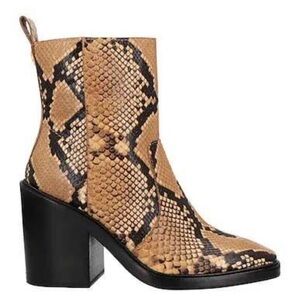 Tory Burch Tan and Black Snakeskin Ankle Boots